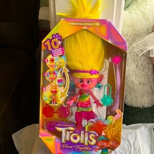 DreamWorks Trolls Viva Doll with Yellow Hair and Pink Outfit.10+ accessories.